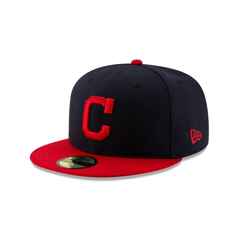 MLB Cleveland Indians Authentic Collection Home 59Fifty Fitted (ZPI6524) - Blue New Era Caps